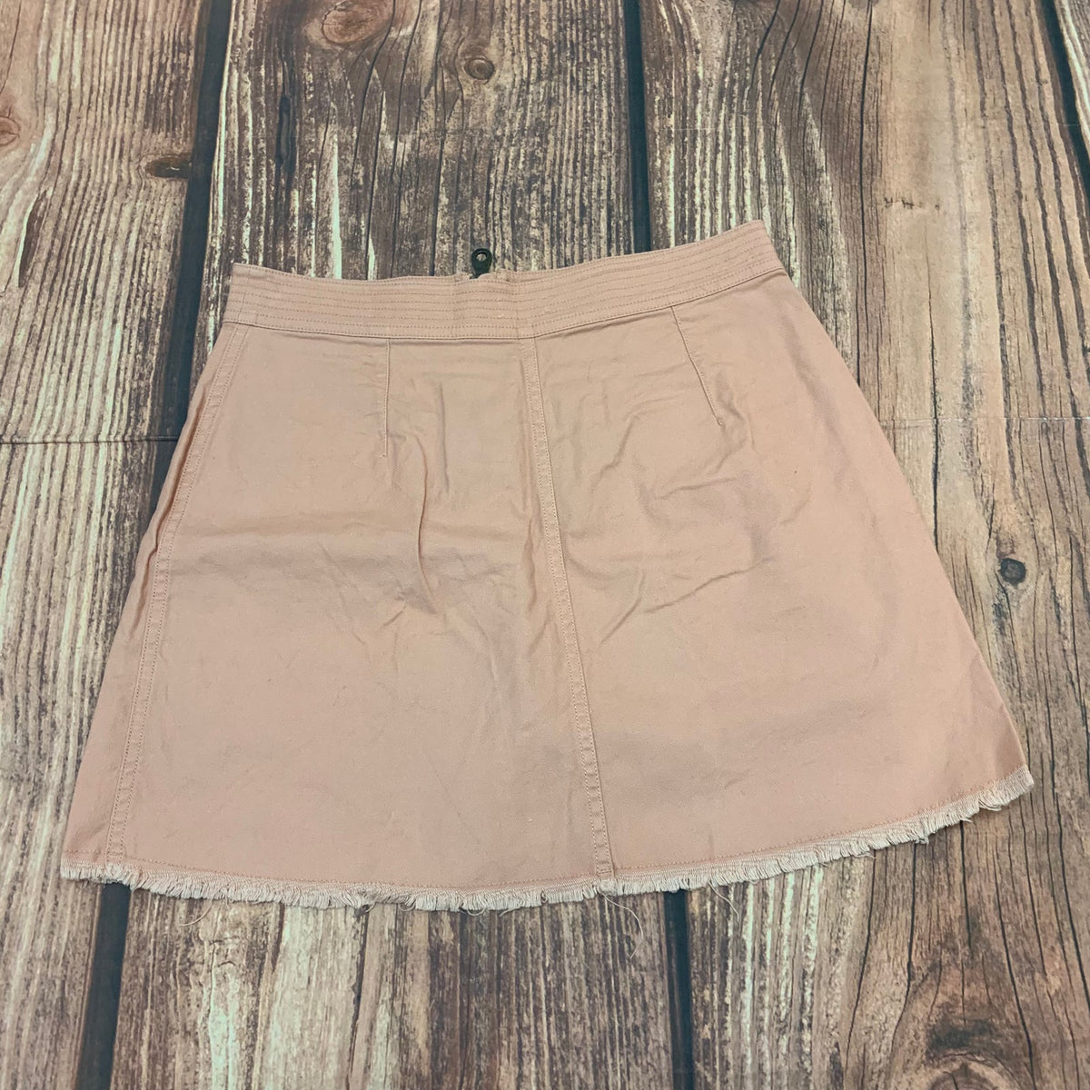 Madewell Peach Denim A-Line Frayed Hem Mini Skirt Size 4