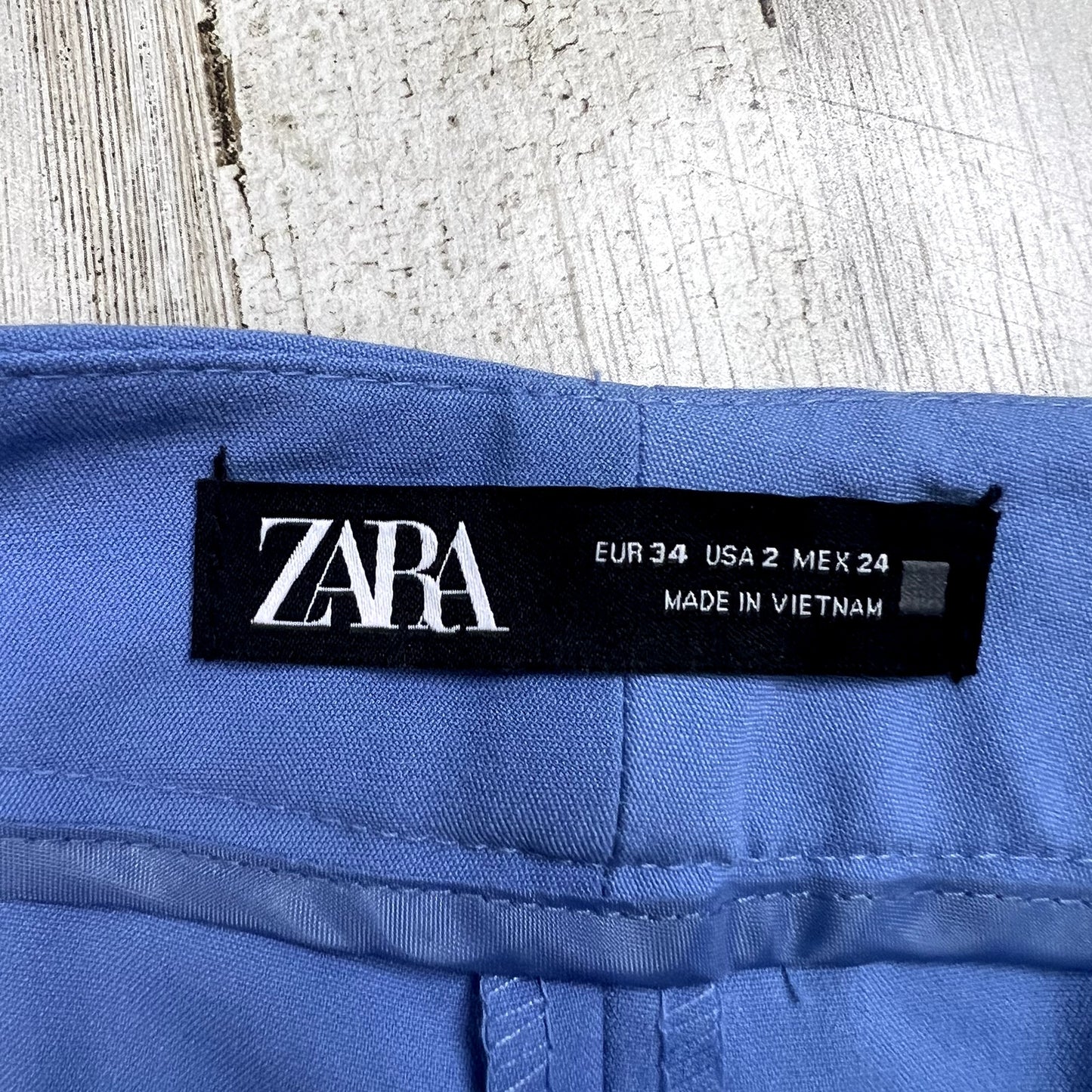 ZARA Women's Straight-Leg Trousers Blue Size 2 Flat Front Pockets Casual Formal