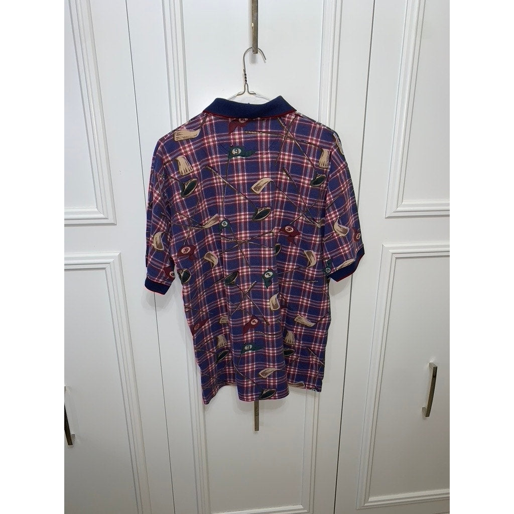 Duck Head Vintage Plaid Polo Shirt Men's Size Large Collared Golf Casual