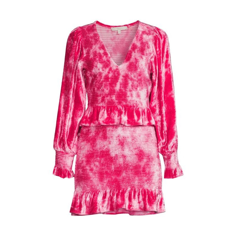 LoveShackFancy Evan Pink Tie Dye Velvet Mini Dress Size Medium