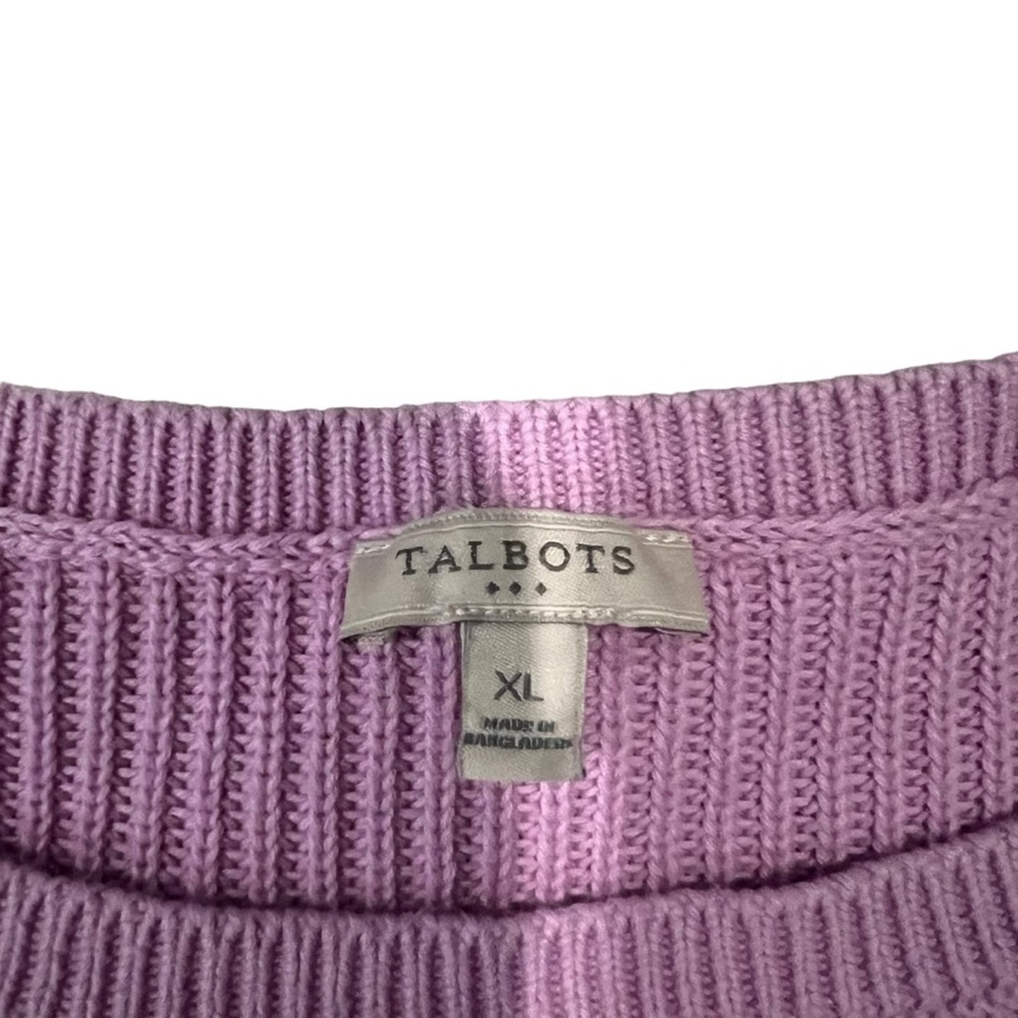 Talbots Sweater Womens XL Lavender Purple Ribbed Knit Pullover Crew Neck