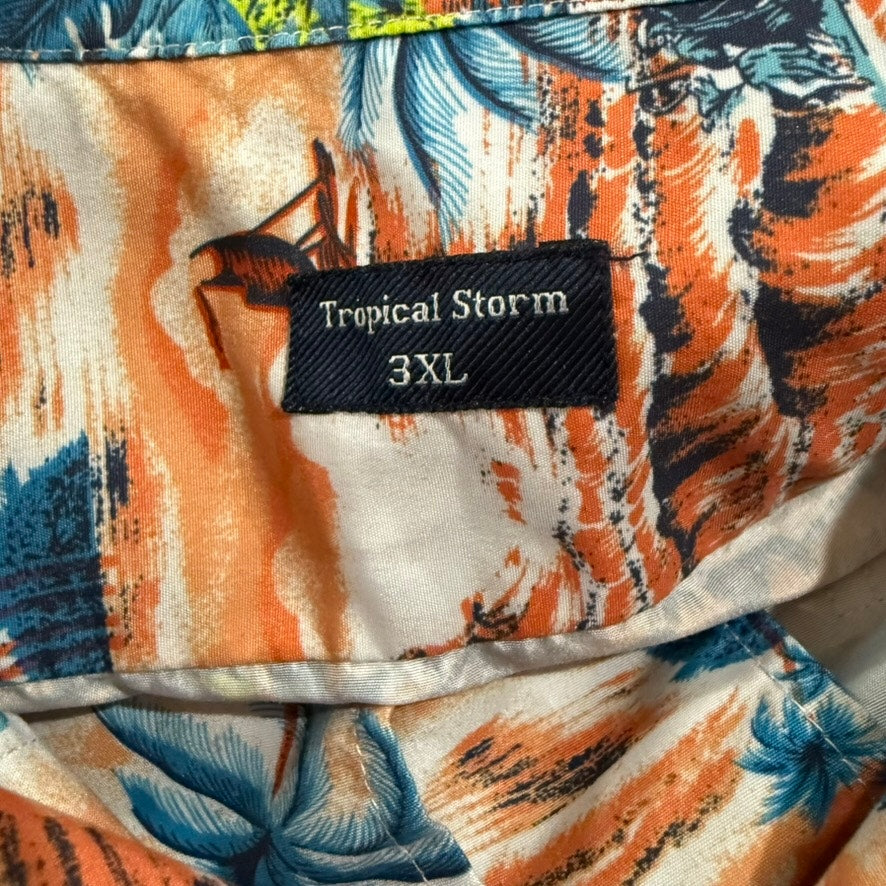 Tropical Storm Men's 3XL Hawaiian Shirt Orange Blue Beach Print Casual