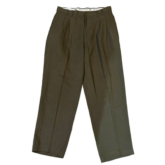 Tommy Bahama Men's Olive Green 100% Silk Pleated Pants Size 33