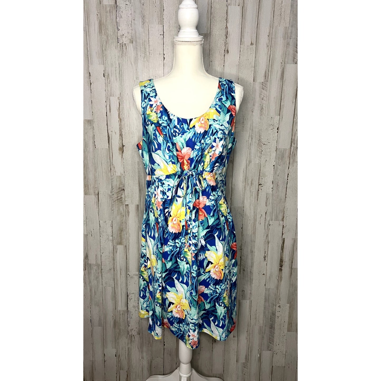 Tommy Bahama Women's Large Island Floral Dress Blue/Orange