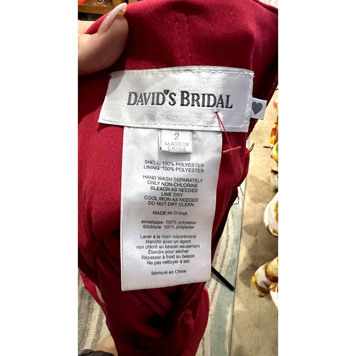 David’s Bridal Bridesmaid Dress Womens Size 2 Cherry Red One Shoulder Midi