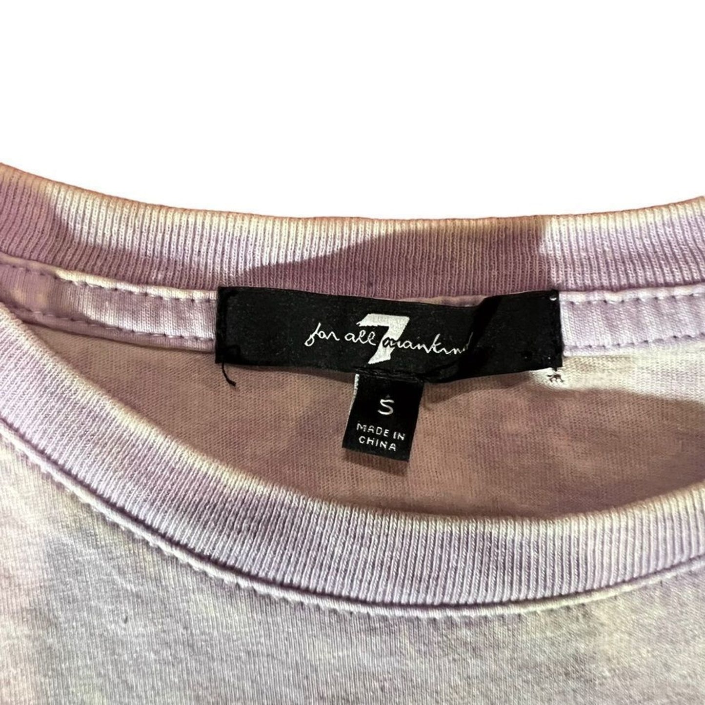 7 For All Mankind T-Shirt Womens Size Small Cropped Crew Neck Tie Dye