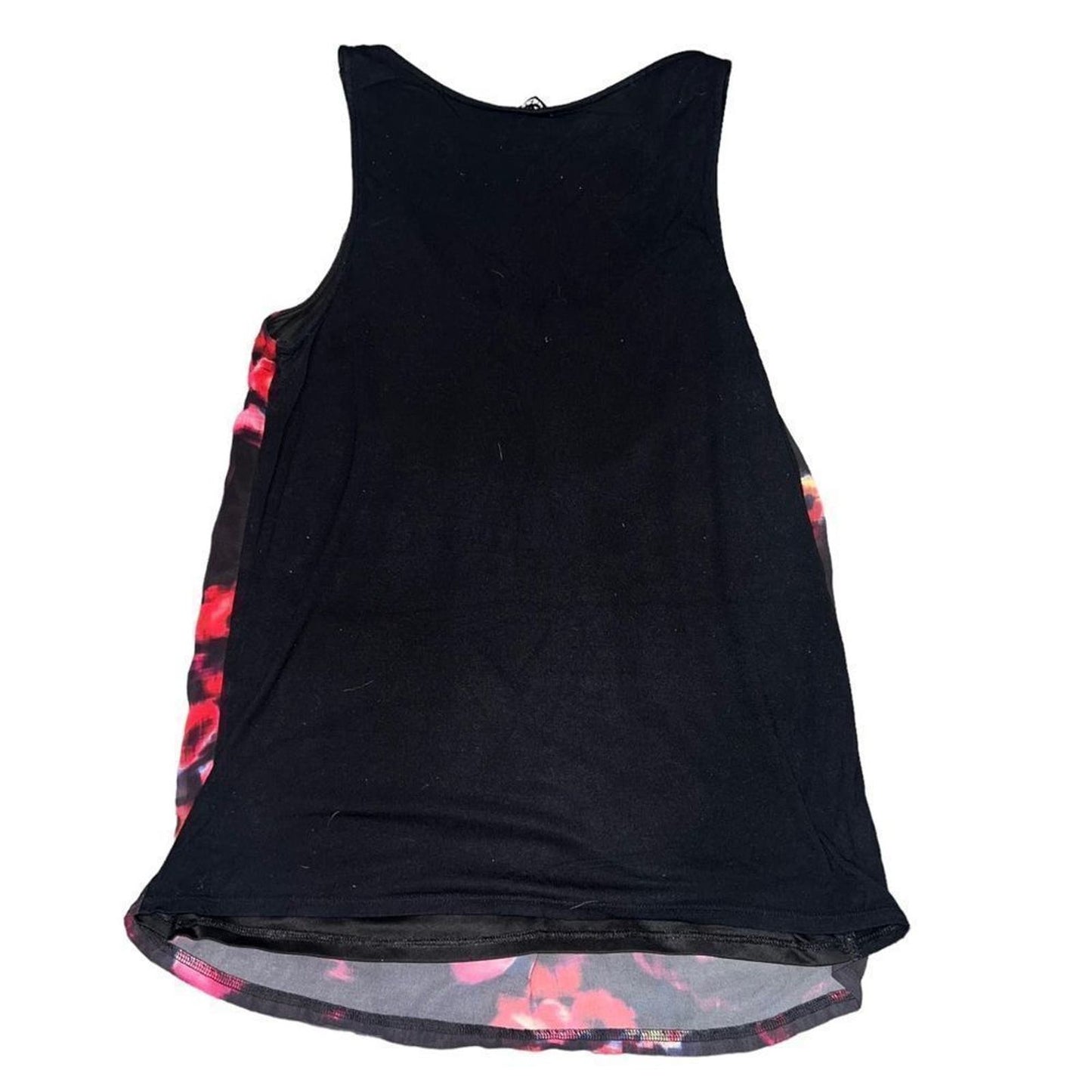 Express Womens Size Medium Black Pink Floral Sequins Embellished Tank Top