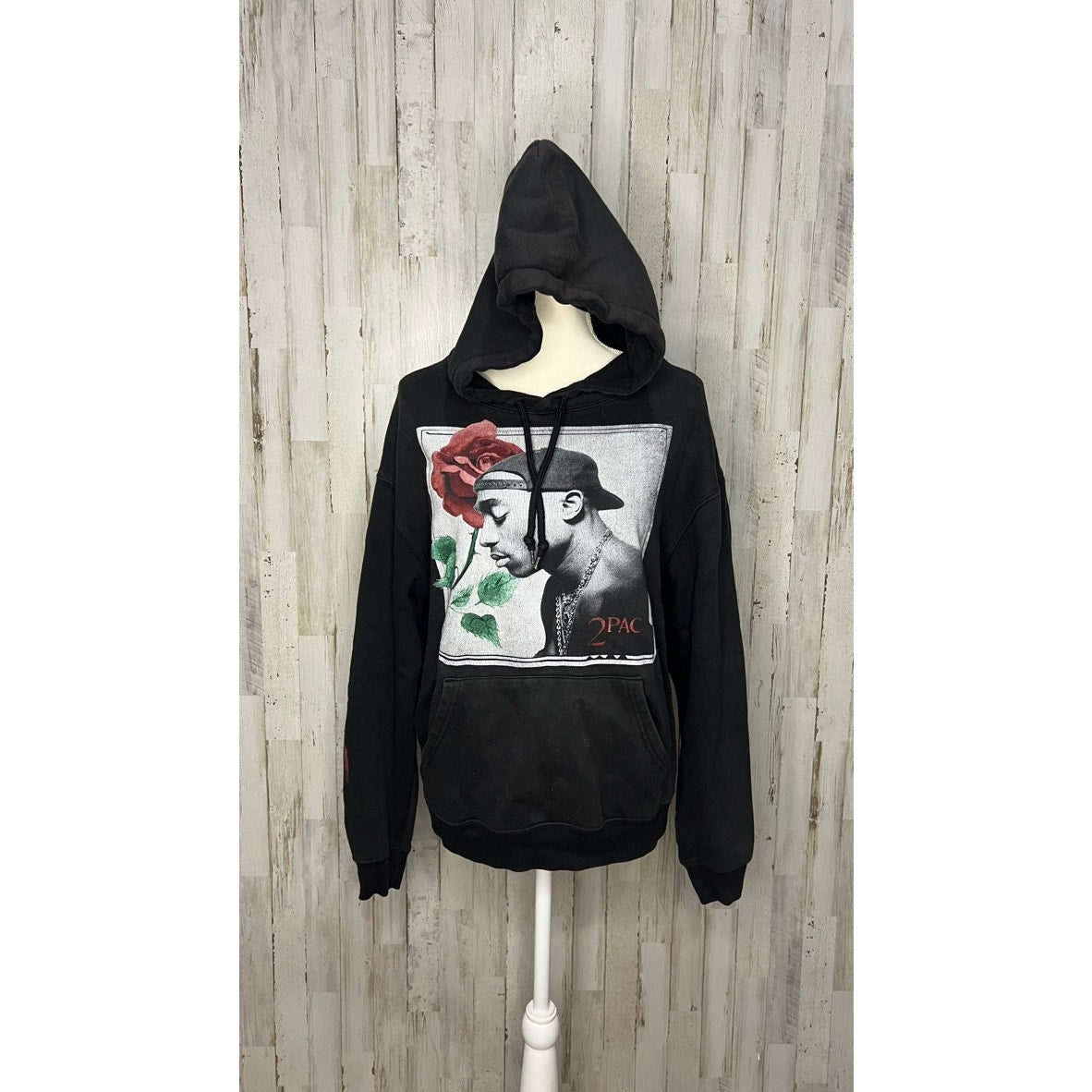 2PAC Tupac 'A Rose Grew From Concrete' Hoodie Black Men's Medium Pullover Hoodie