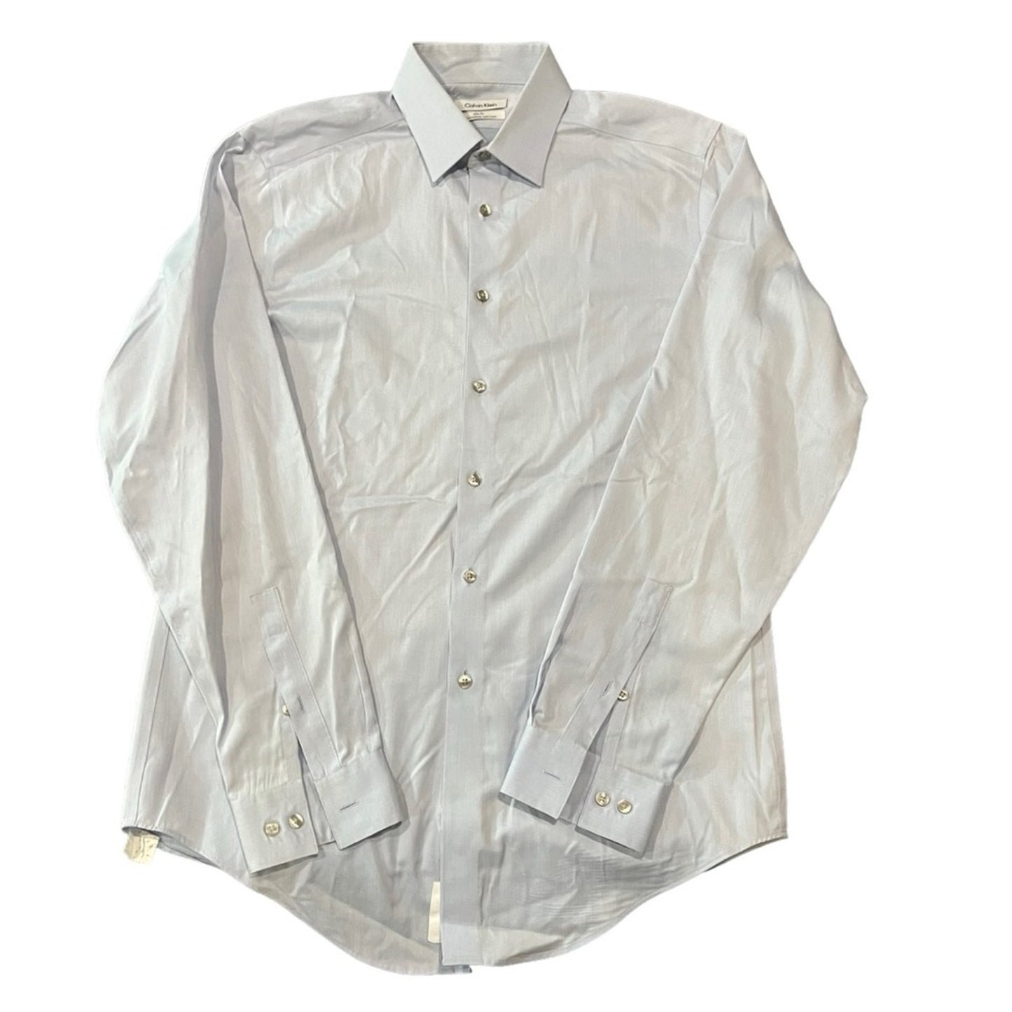 Calvin Klein Dress Shirt Mens 15.5 34/35 Blue Slim Fit Non-Iron