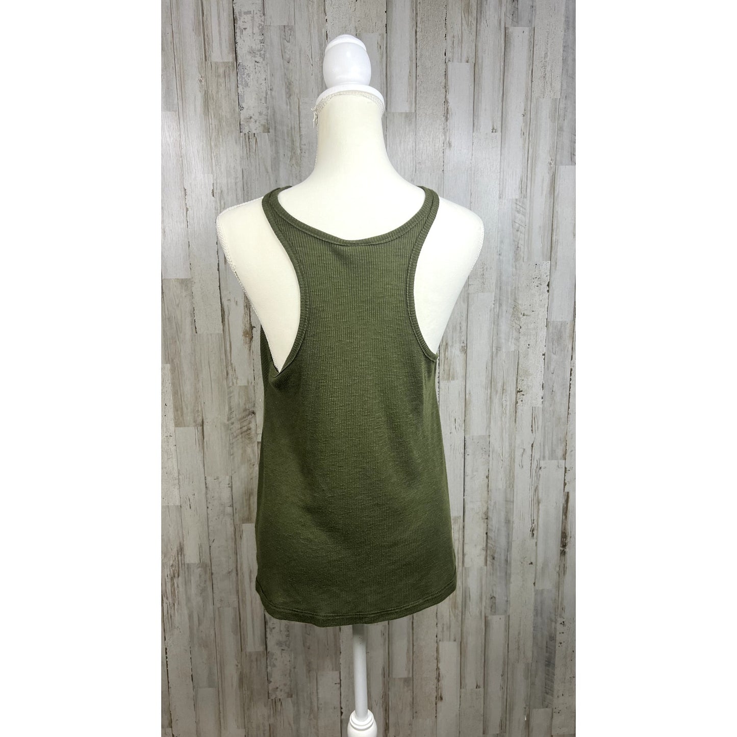 Free People Women's Dark Green Ribbed Racerback Tank Top Size S/P