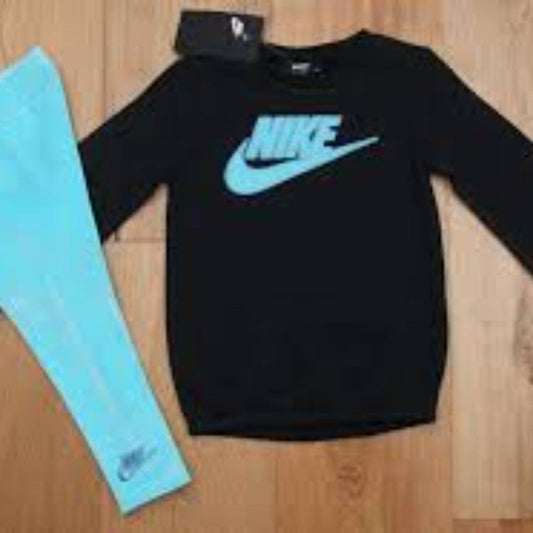 Black Nike Crewneck with Blue Sparkle Logo in Size 12M