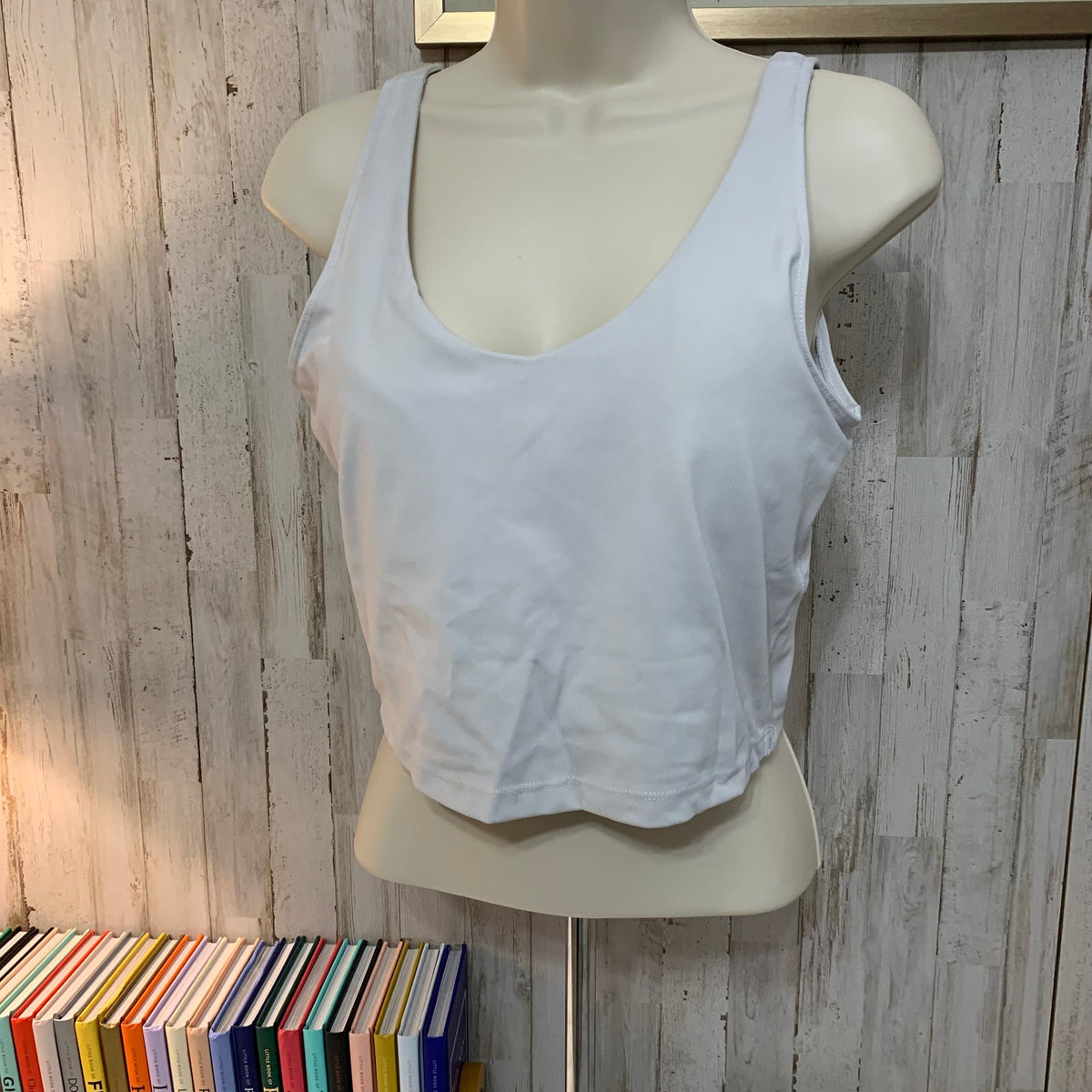 90 Degree by Reflex Grey Cropped Sports Bra Tank Size Large