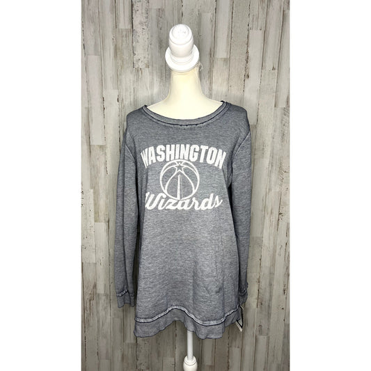 NWT Womens Washington Wizards Long Sleeve Gray Scoop Neck Sweatshirt Size Medium