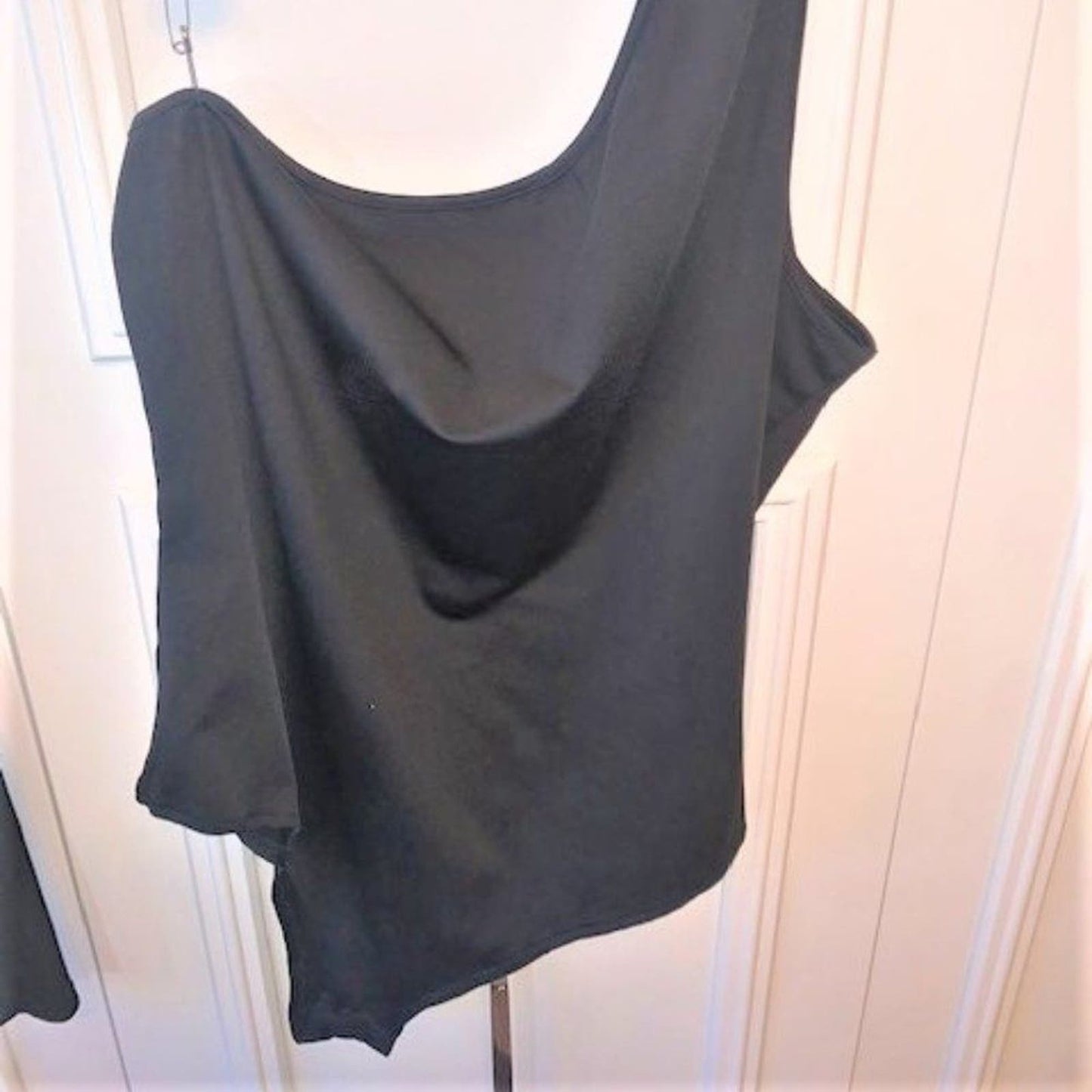 One shoulder black bodysuit 1X