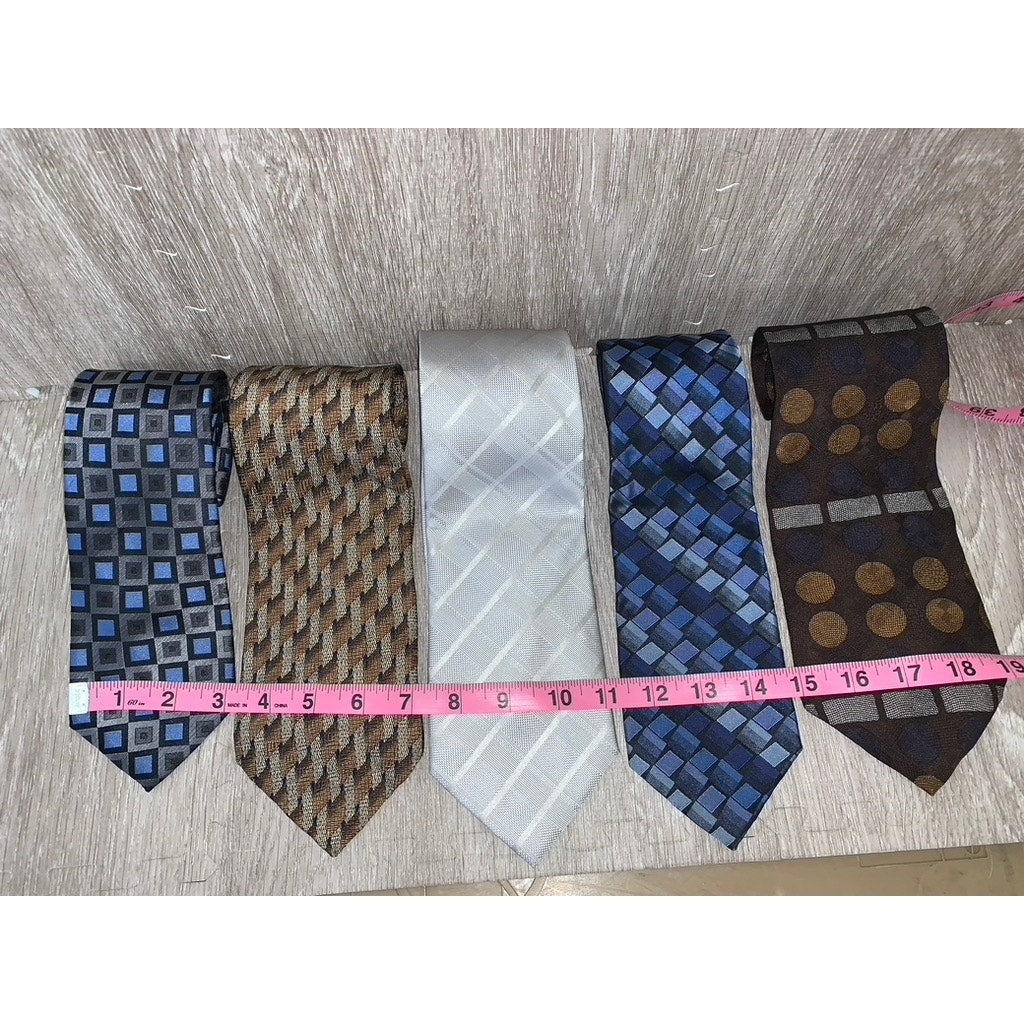 Kenneth Cole Reaction Men's Multicolor Silk Tie Set of 5 Geometric Pattern