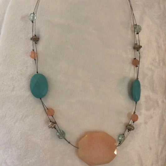 Pink turquoise chunky necklace