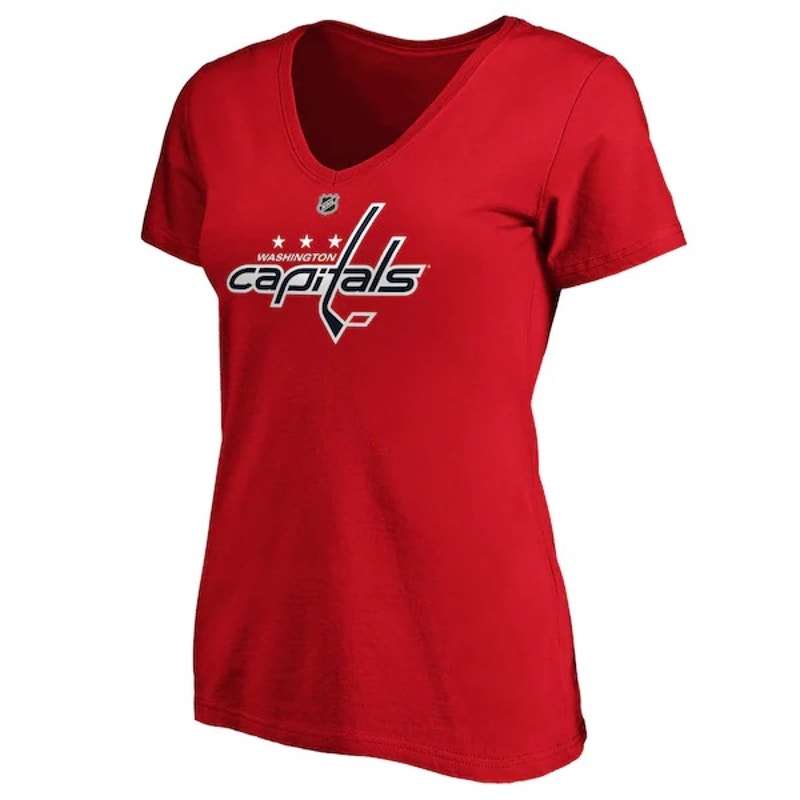 NWT NHL Girl's XL Red Washington Capitals V-Neck Short Sleeve T-Shirt