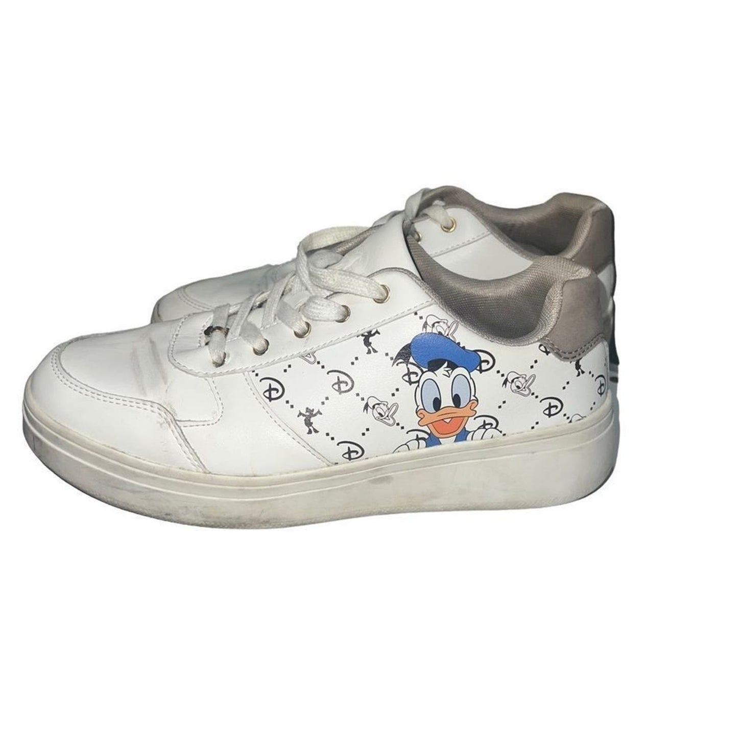 Disney Donald Duck White Classic Designer Print Sneakers Shoes Women's Size 9