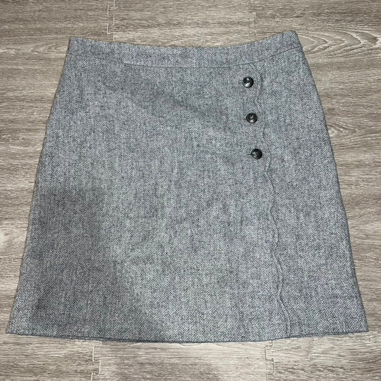 Talbots Women's Size 12 Gray Wool Blend Herringbone Knee Length Pencil Skirt