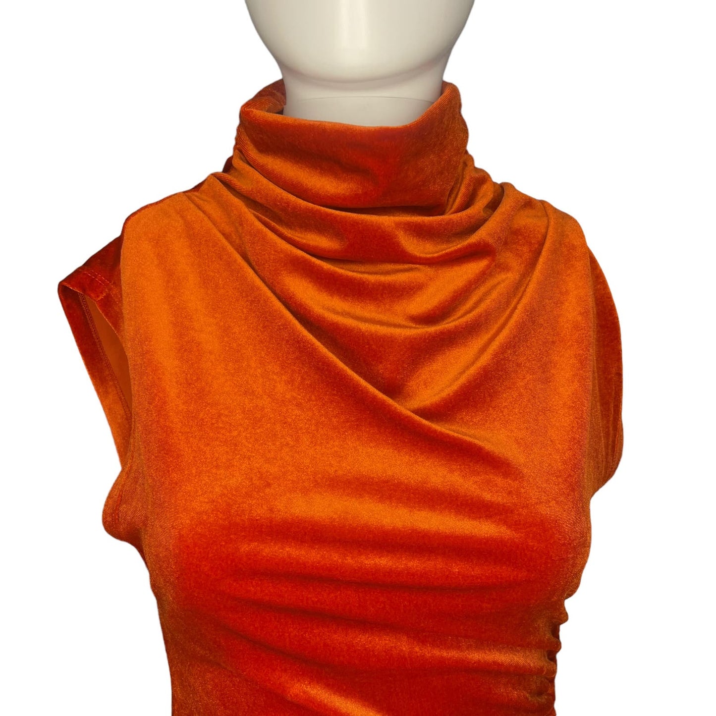 NWT Anthropologie The Maya Ruched Cowl-Neck Dress Burnt Orange Women's Size XXS