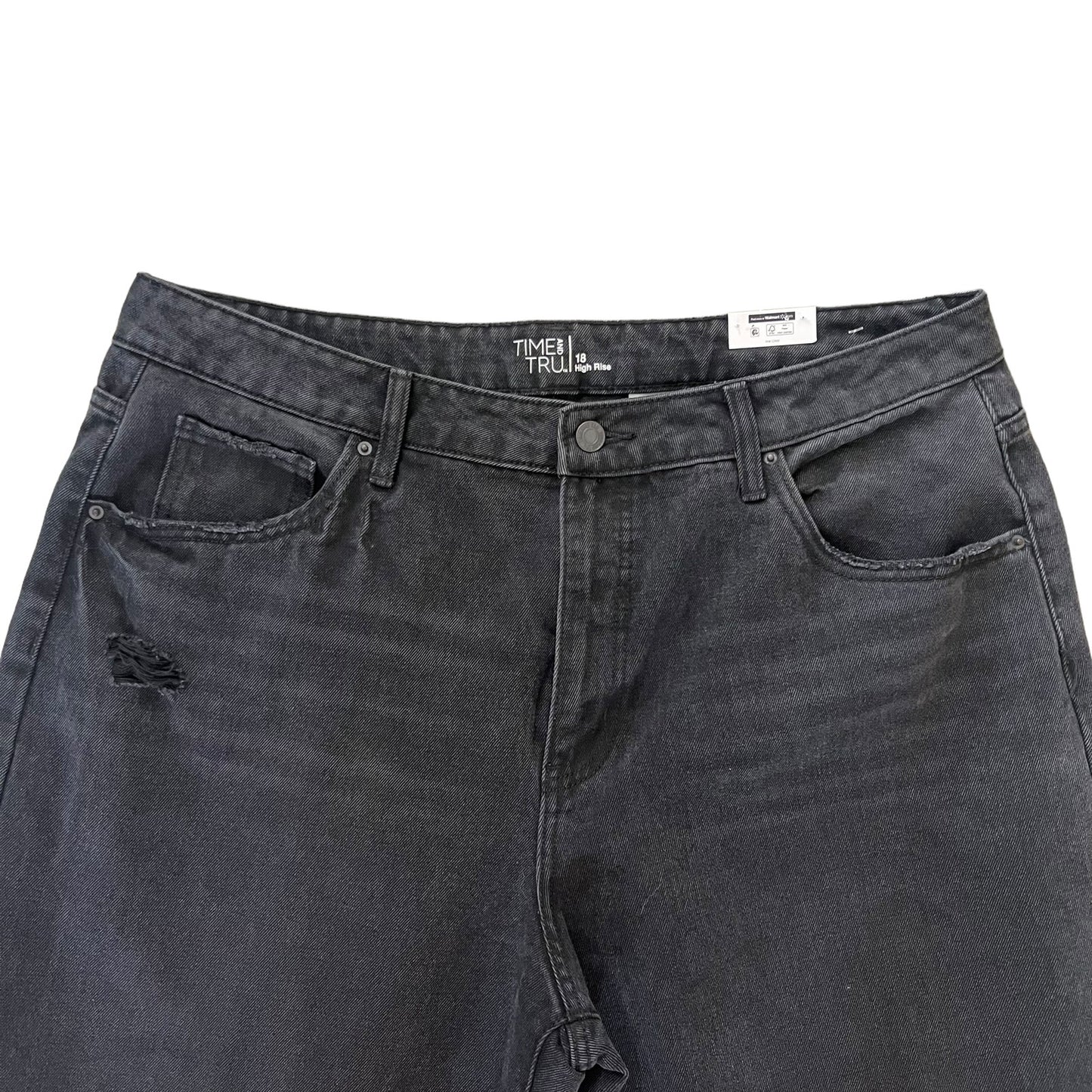 NWT Time and Tru Women's 18 Black High-Rise Tapered Stretch 5-Pocket Jeans