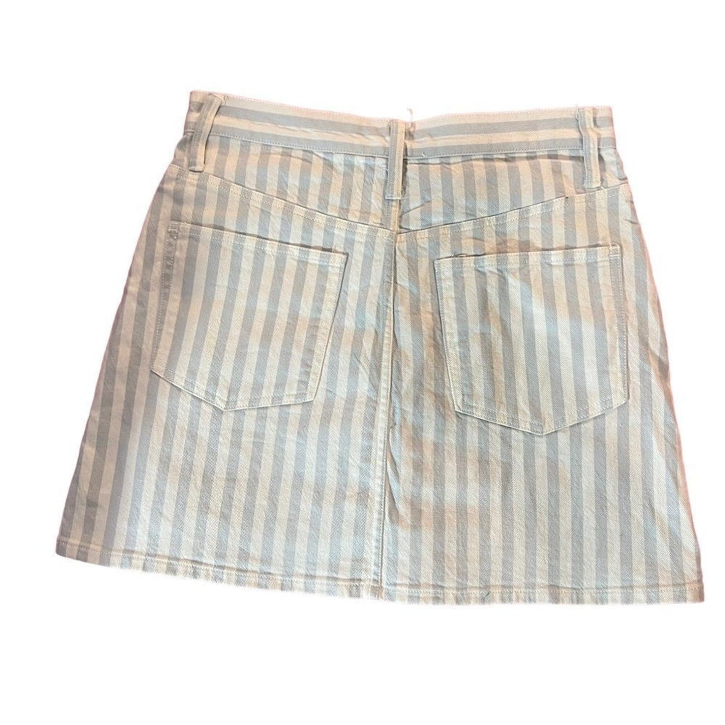 Madewell Stretch A-Line Mini Skirt in Pompano Stripe: Button-Front Edition