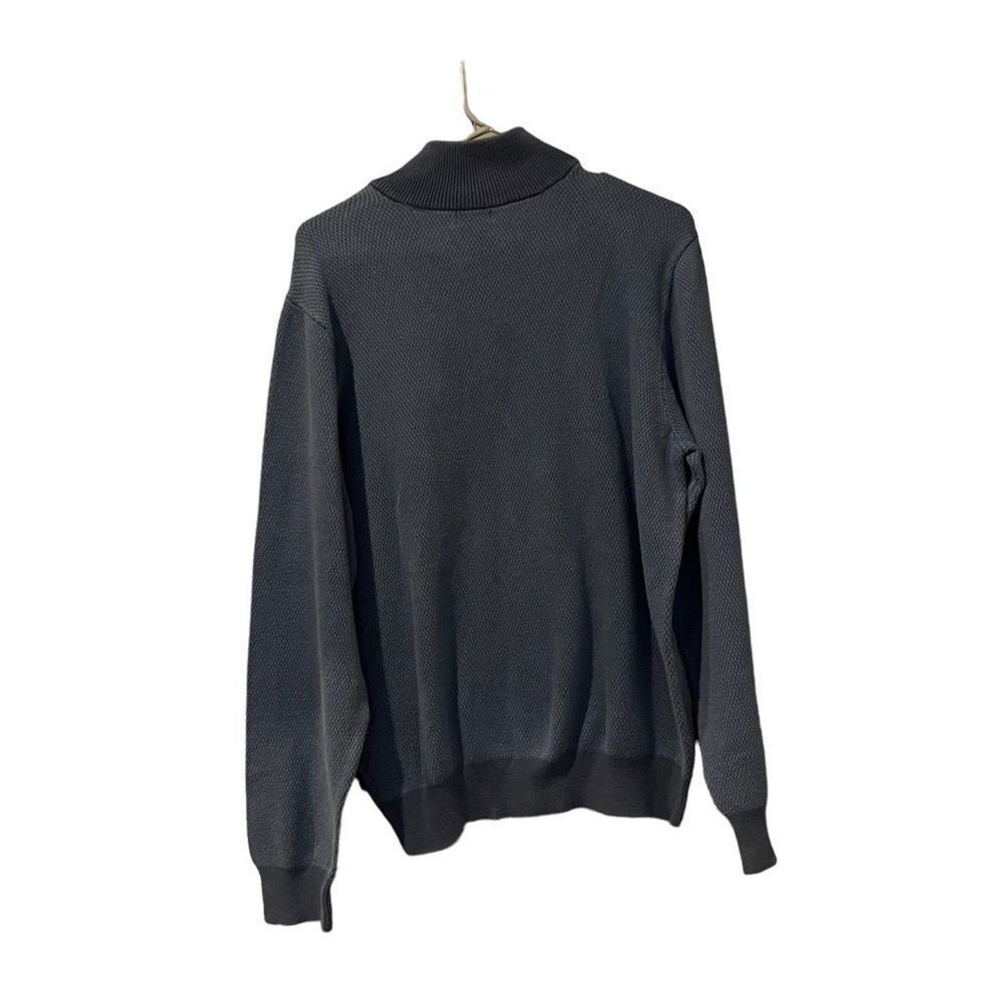 IZOD Men's Quarter Zip Pullover Sweater Dark Gray Textured Knit Size Large