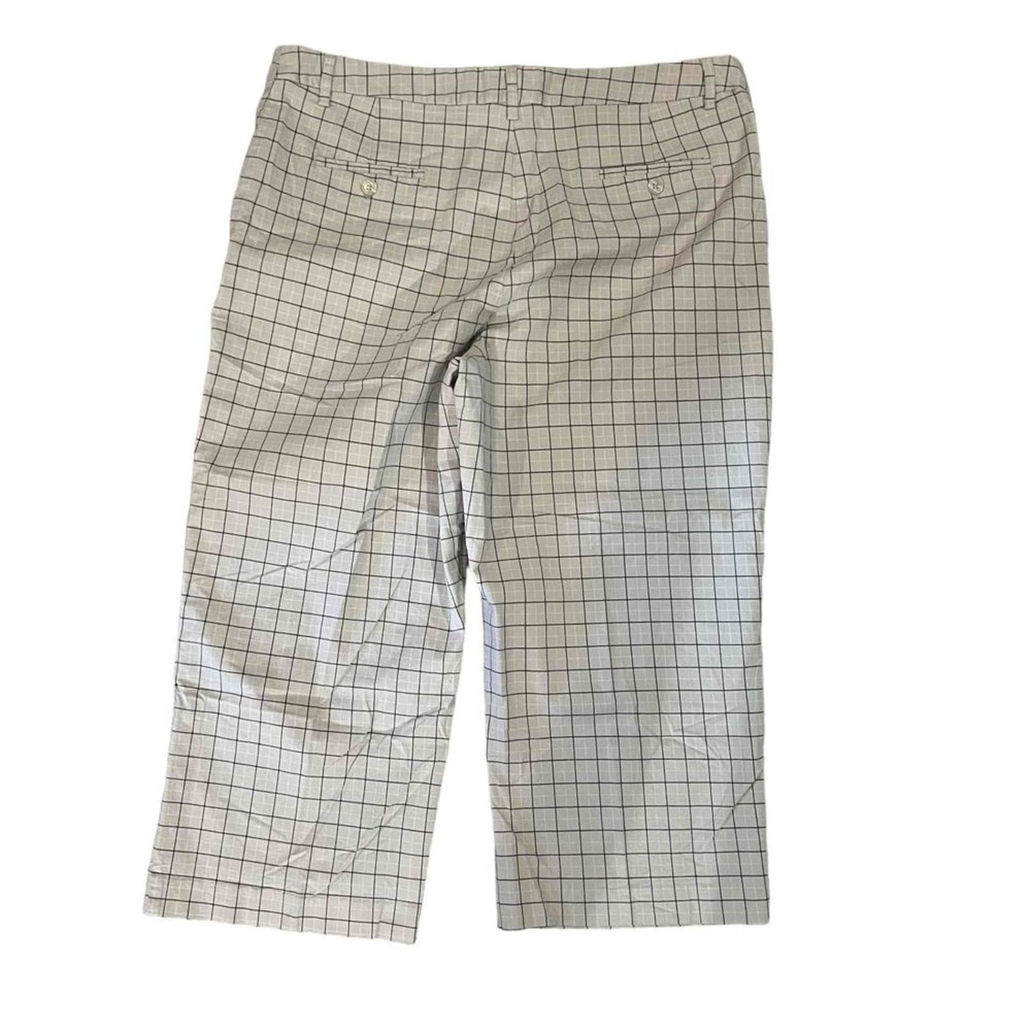 Lady Hagen Women's Beige Checkered Wide Leg Cropped Golf Pants Size 14