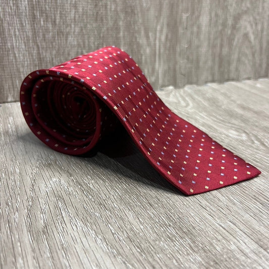 Brooks Brothers Men's Red Geometric Silk Tie Stain Resistant