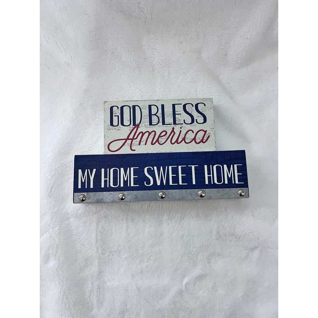 Rustic "God Bless America" Studded Wall Sign 2-in-1
