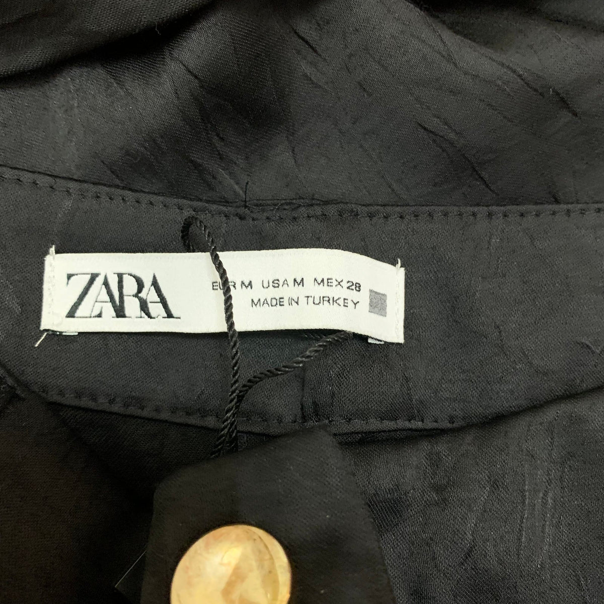NWT Zara Black Silky Wide Leg Trousers Women's Size Medium