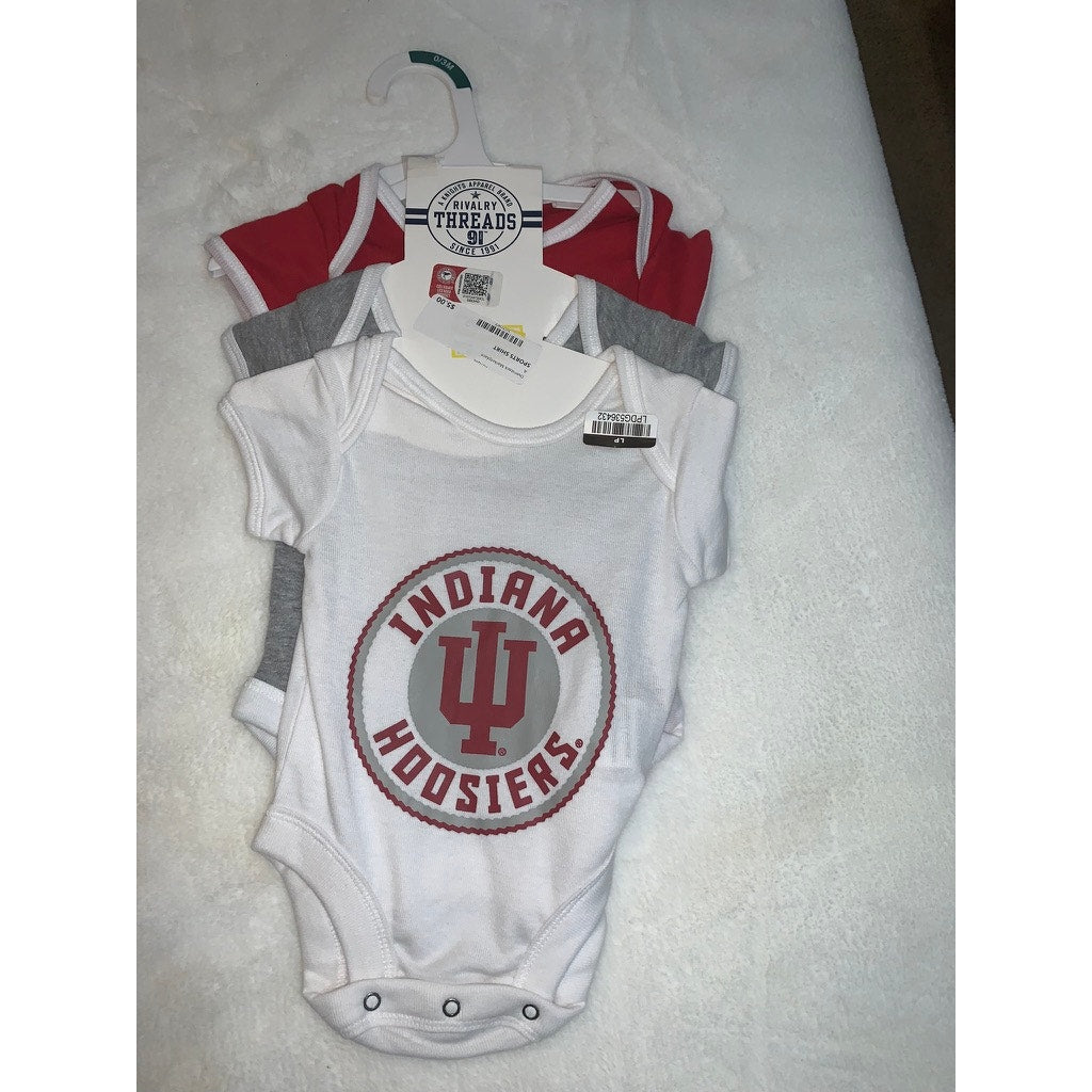 NWT Indiana Hoosiers Baby 0-3 Months Multicolored Onesie Bodysuit 3-Pack Set