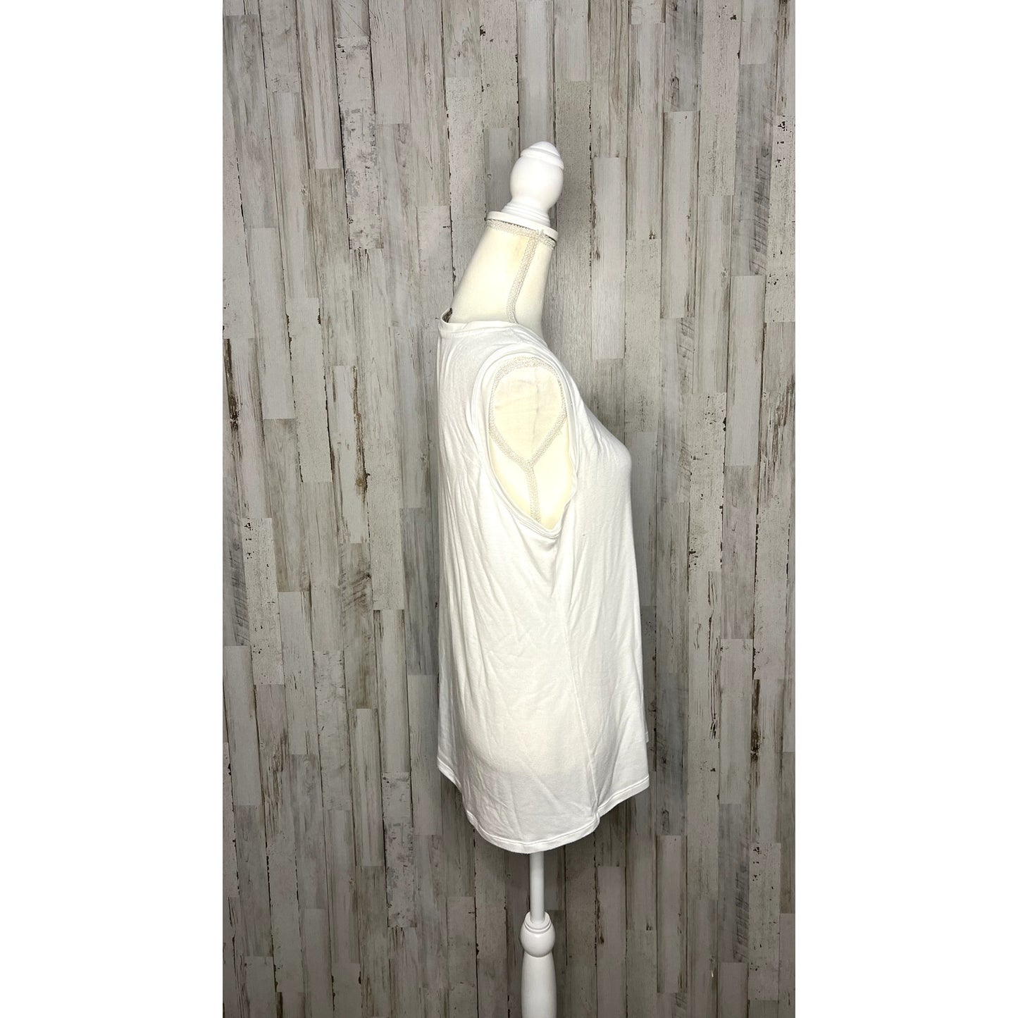 Athleta Women's White Sleeveless Crew Neck Tank Top Size Large Casual Summer