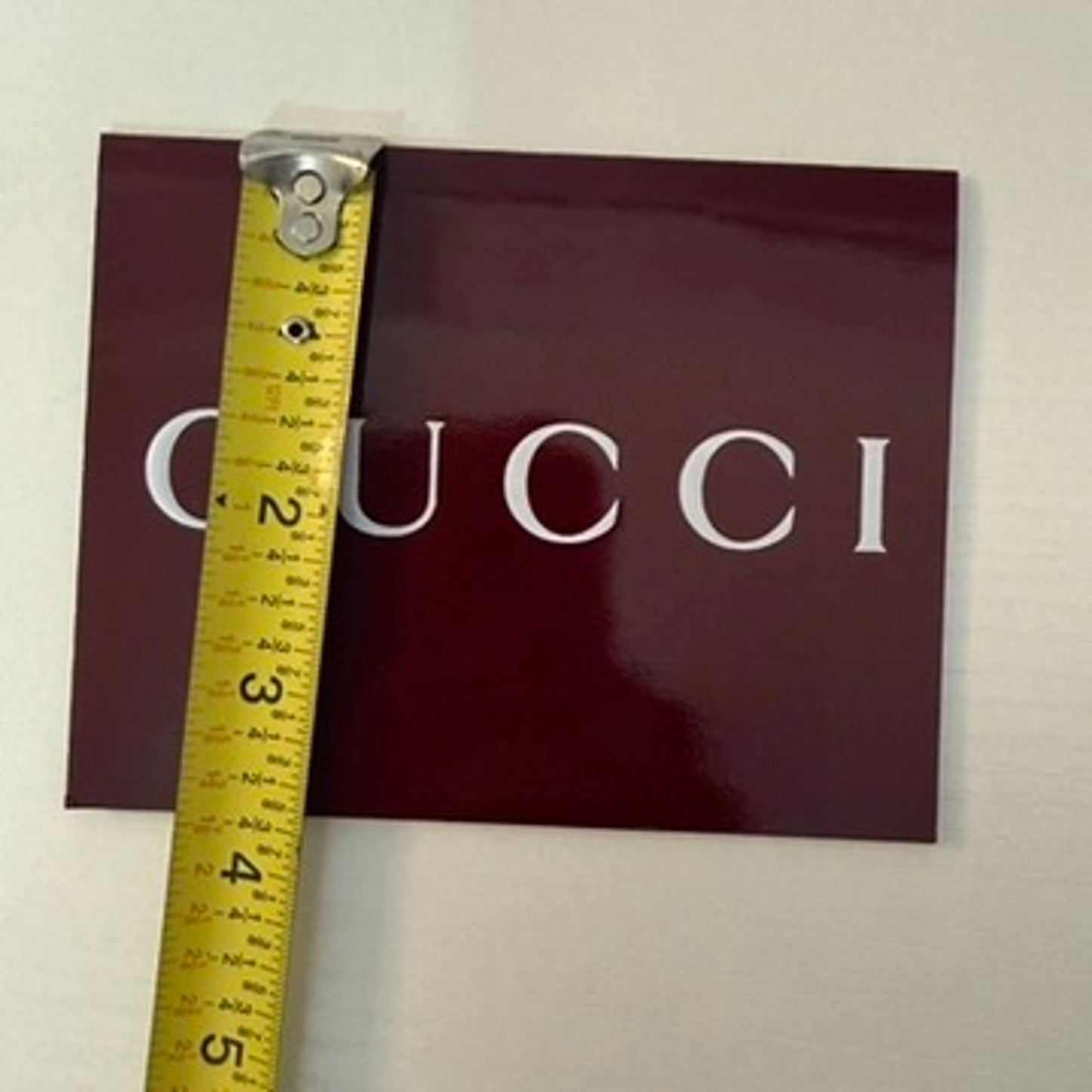 Gucci Burgundy Glossy Gift Envelope Card Holder White Logo 3.5 x 5 in