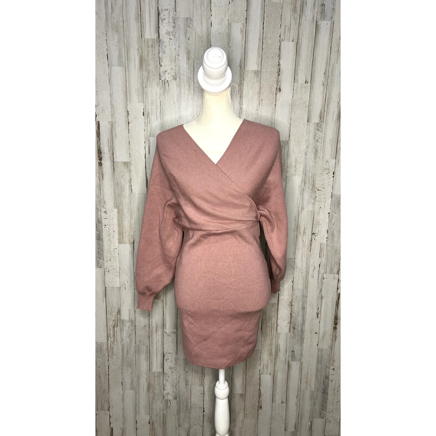 Fashion Nova Women's Mauve Sweater Mini Dress Off Shoulder Size Small