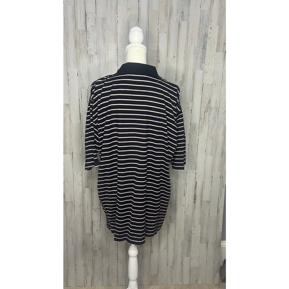 Cutter & Buck Men's XL Black/White Striped Short Sleeve Polo Shirt