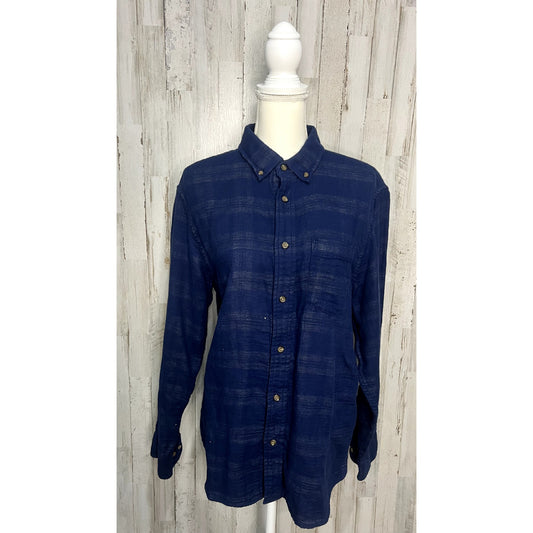 Banana Republic Men's Blue Plaid Long Sleeve Button-Up Shirt Size Large