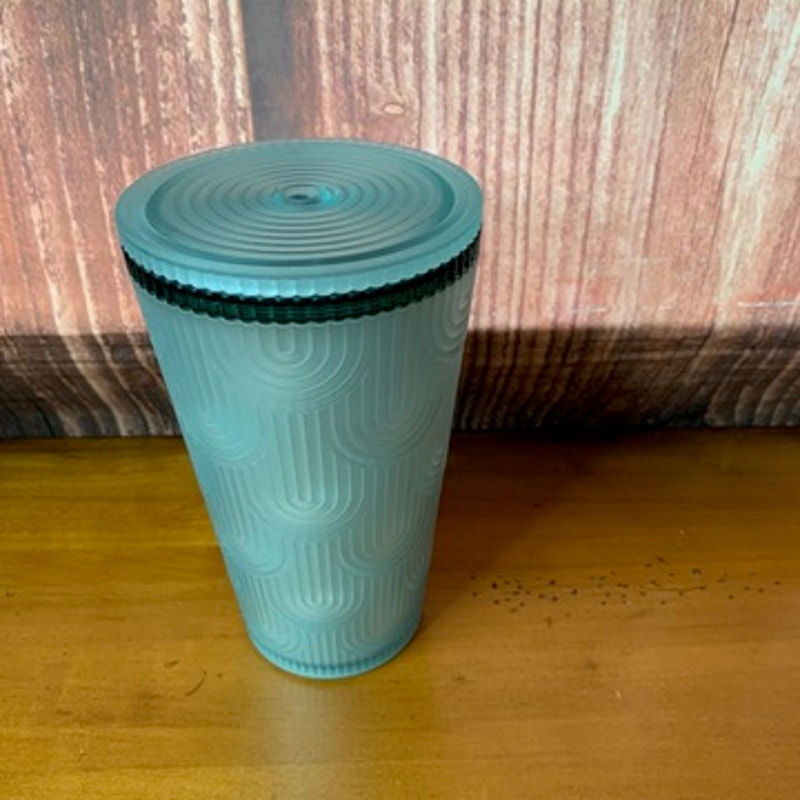 Starbucks Cold Cup Tumbler Teal Green Textured w/ Lid 16 oz