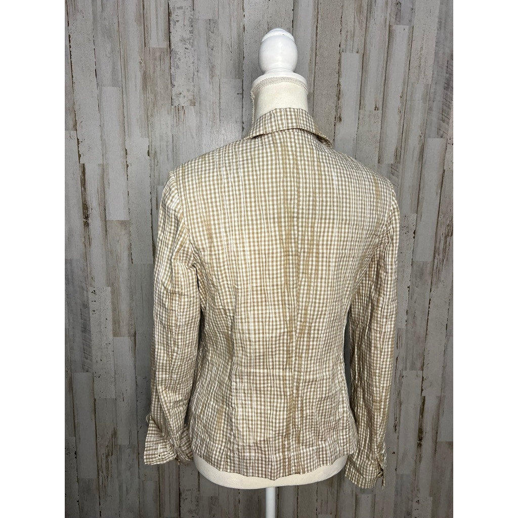 CAbi Women's Small Beige Check Blazer Jacket #346 Business Casual