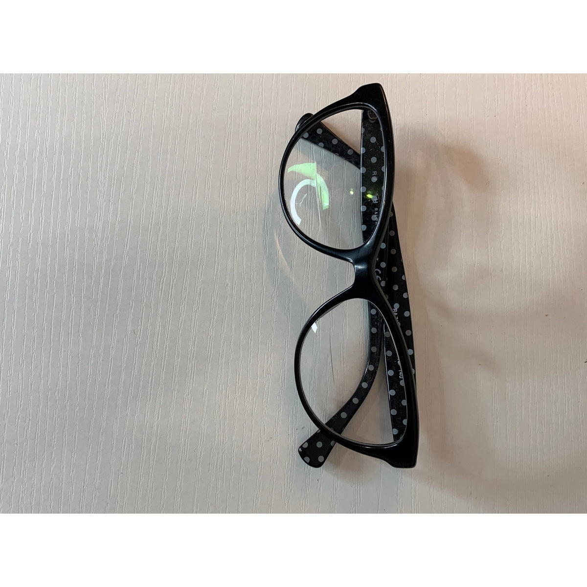 Ralph Lauren Womens Eyeglasses Prescription Frames Black Cat Eye Polka Dot Temples