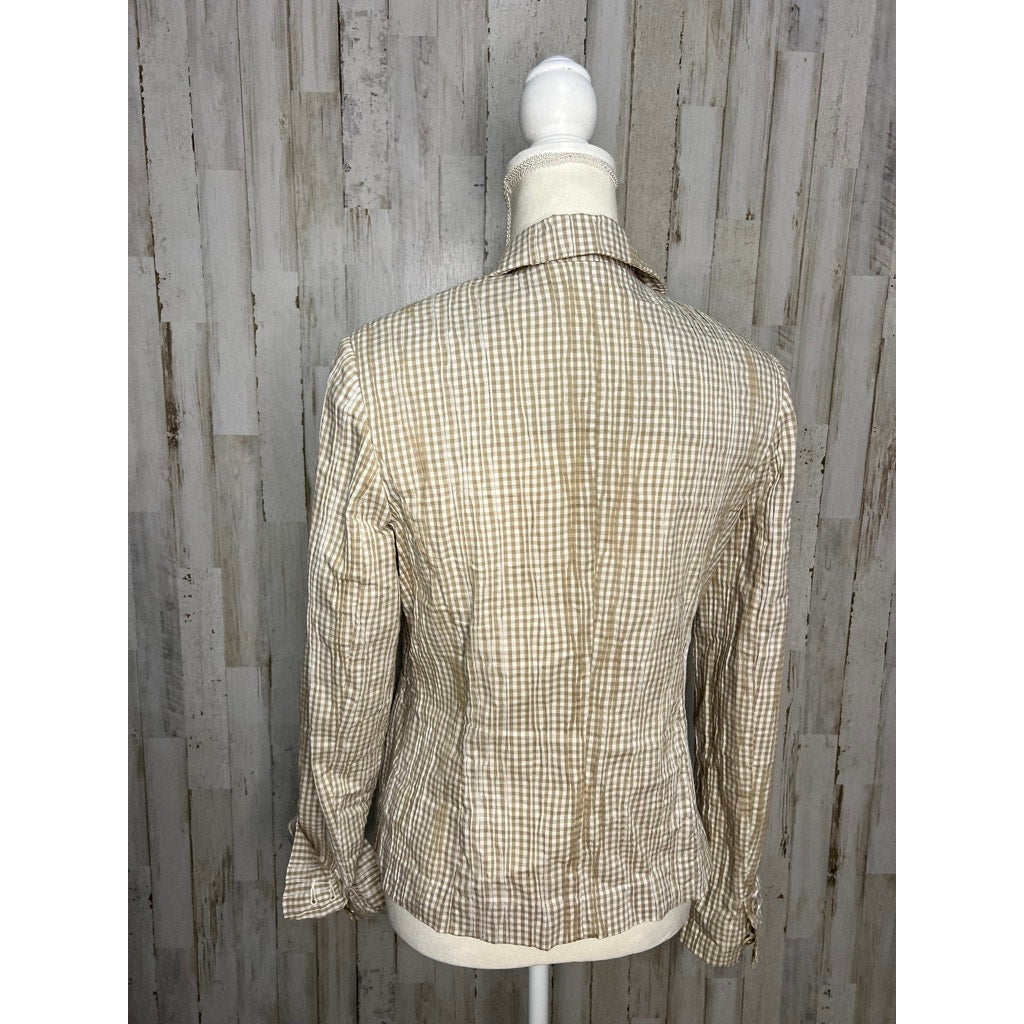 CAbi Women's Small Beige Check Blazer Jacket #346 Business Casual