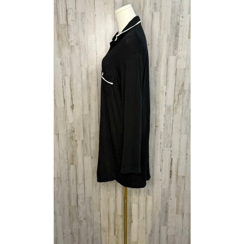 Victoria's Secret Women's Black Button-Up Sleep shirt Size Large