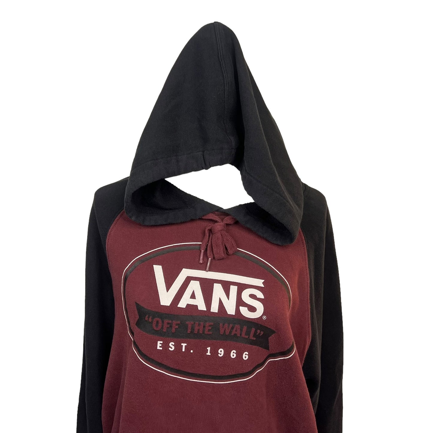 Vans Men's Large Pullover Hoodie Burgundy/Black Long Sleeve Graphic Print