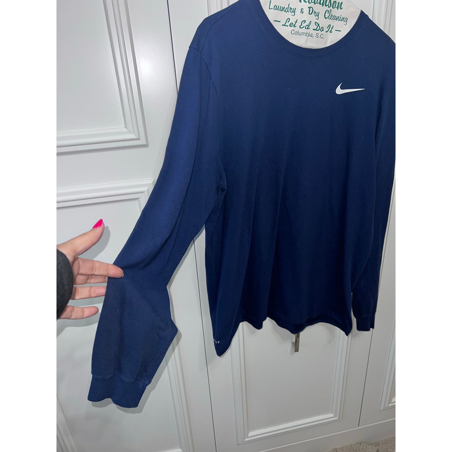 Nike Men's Blue Long Sleeve Athletic Fit Dri-FIT Shirt Size XL