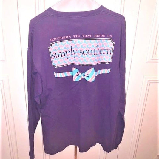 Simply Southern purple long sleeve tee EUC