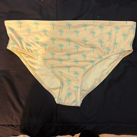 Stoney Clover 1X Mid Rise Cheeky Bikini Bottom Yellow Palm Trees