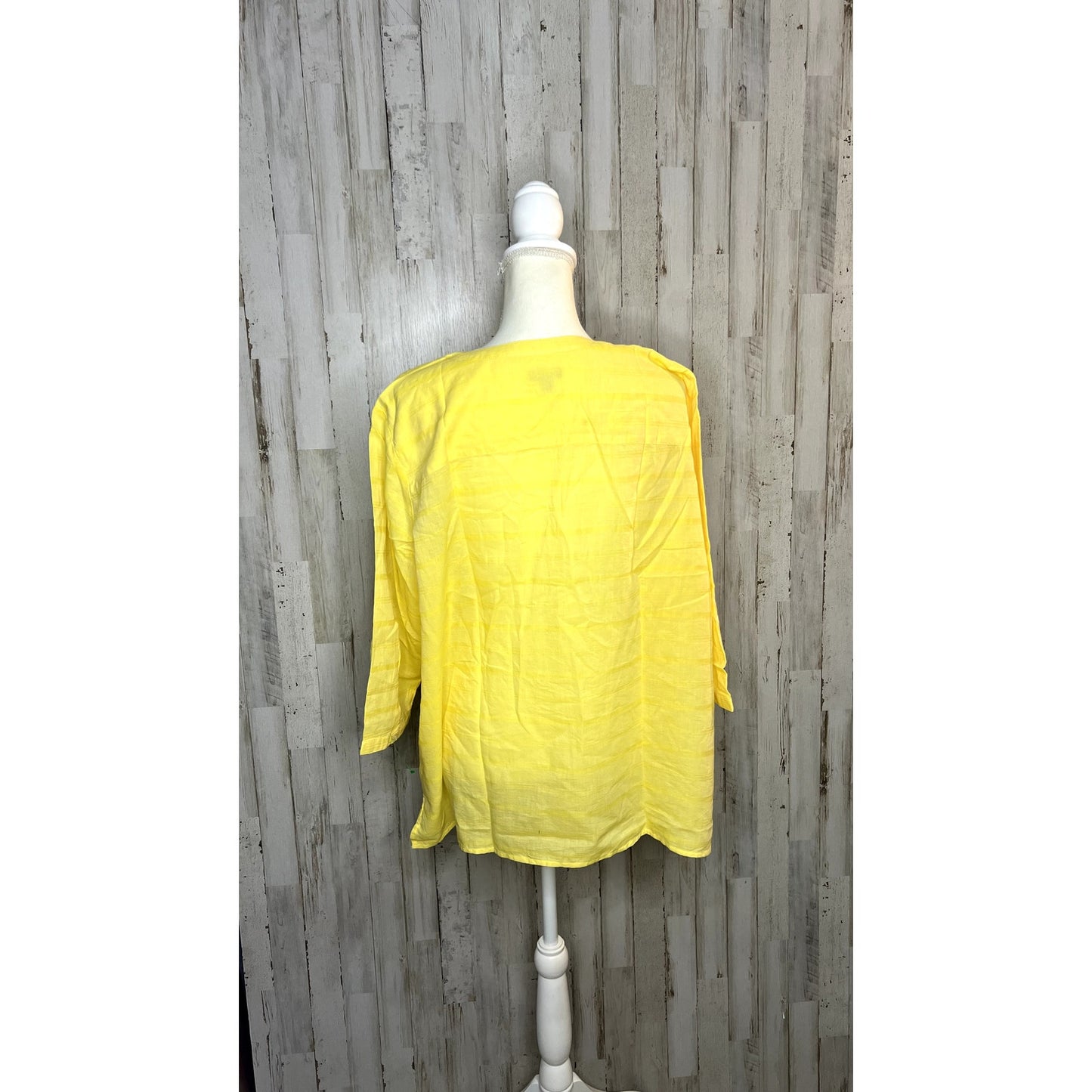 NWT Talbots Women's Plus 2XP Yellow 3/4 Sleeve Blouse Casual Spring Top