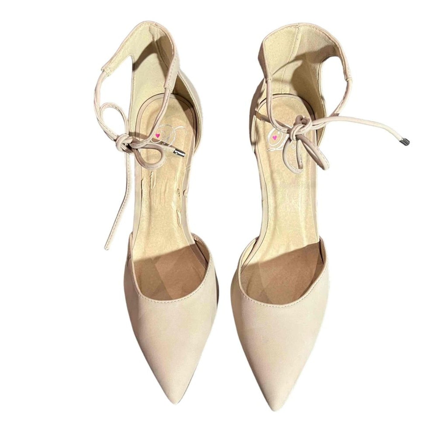 Womens D'Orsay Pumps Beige Pointed Toe Ankle Wrap Size 10M