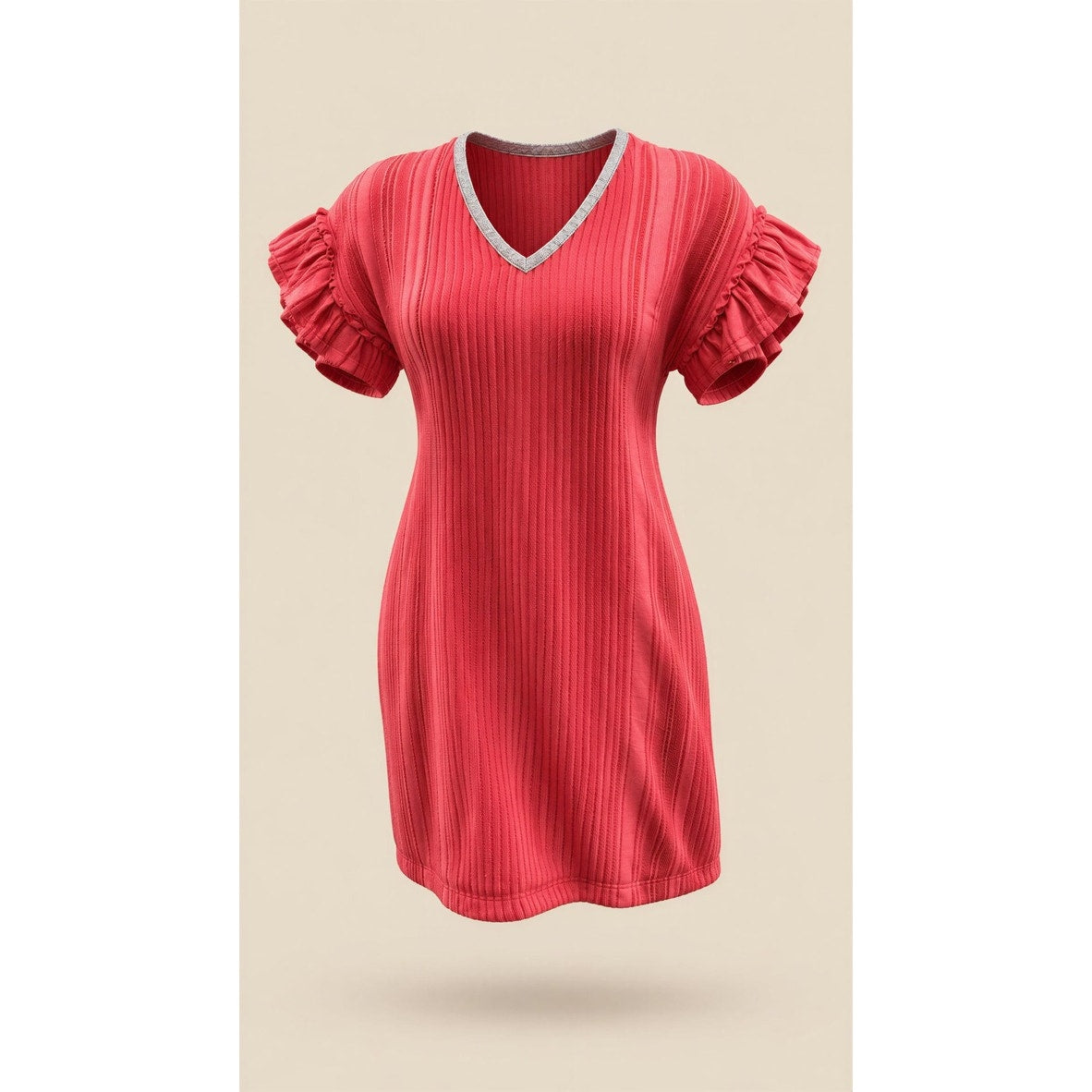 THML Dress Womens XS Pink Striped Shift Short Ruffle Sleeve