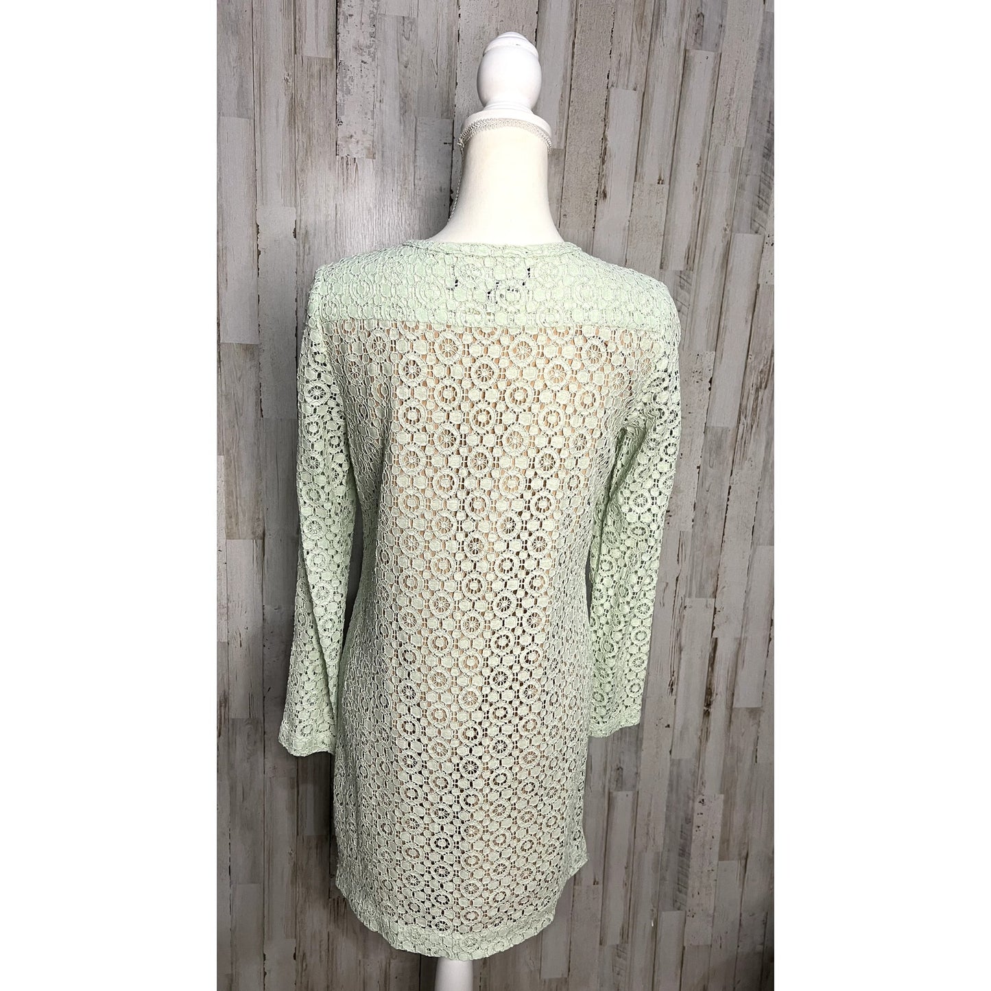 Victoria Beckham Small Green Lace Shift Dress Knee Length Party